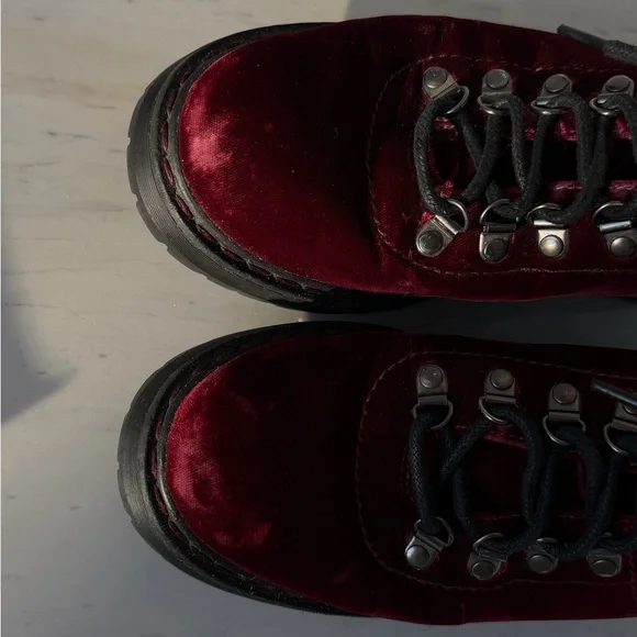 prada burgundy velvet hiker boots🥀 - Picture 7 of 13